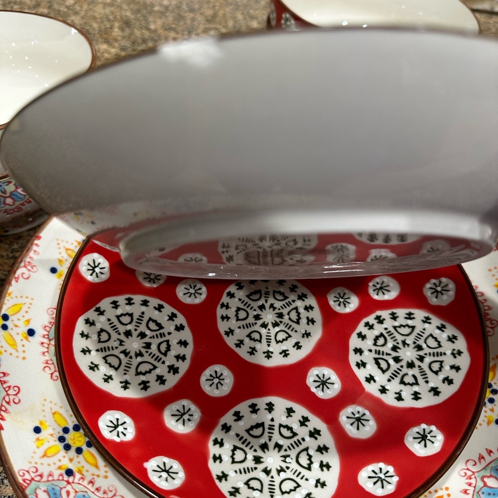 Chehoma SET Bohemian ceramic plates saucers cereal bowls - Picture 4 of 16